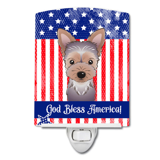 American Flag and Yorkie Puppy Ceramic Night Light BB2162CNL