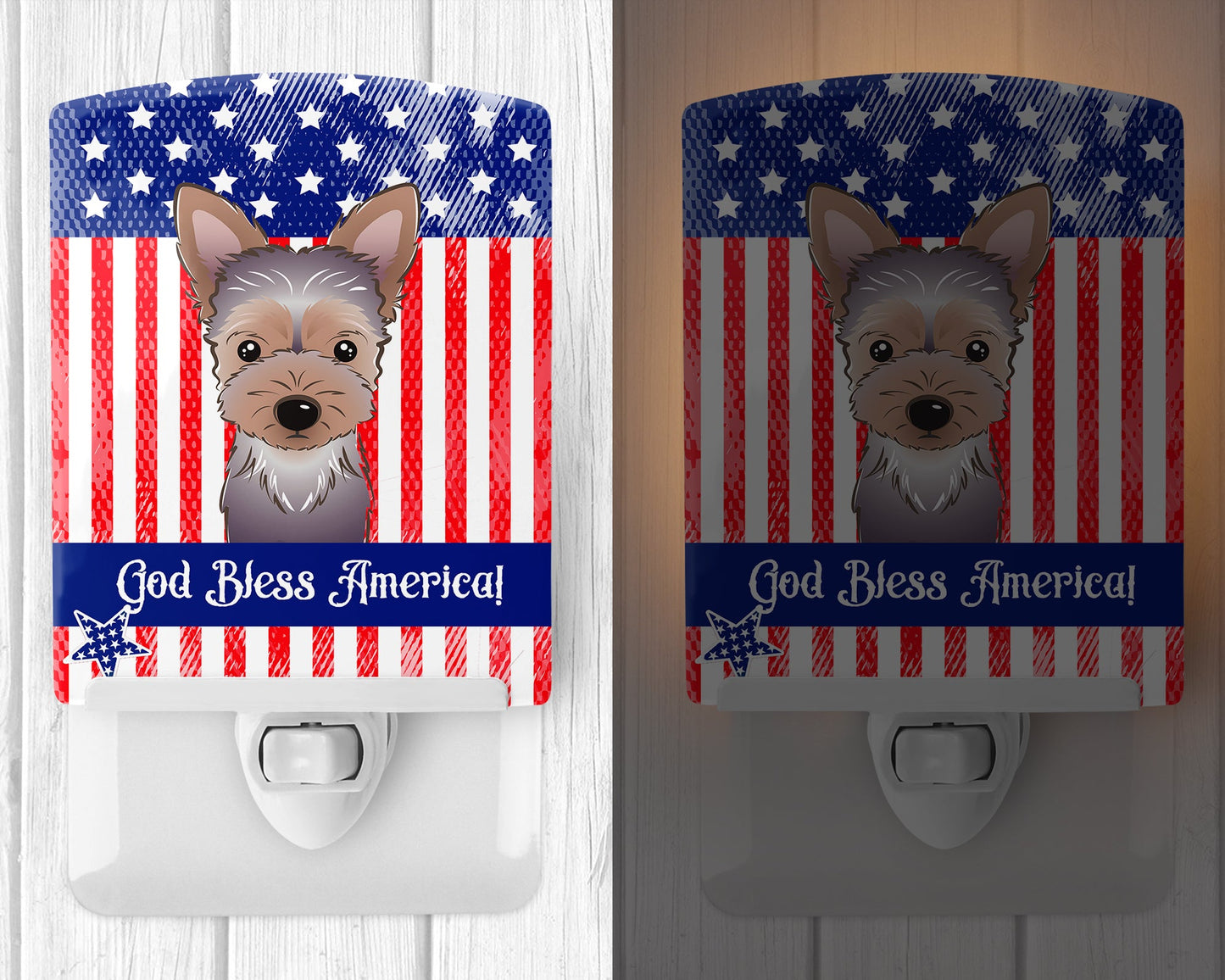 American Flag and Yorkie Puppy Ceramic Night Light BB2162CNL
