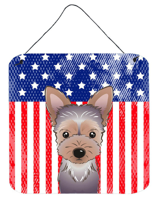 American Flag and Yorkie Puppy Wall or Door Hanging Prints BB2162DS66