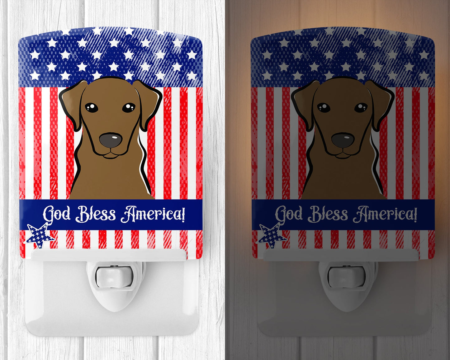 American Flag and Wirehaired Dachshund Ceramic Night Light BB2163CNL