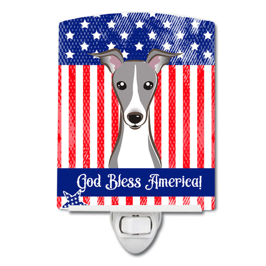 American Flag and Italian Greyhound Ceramic Night Light BB2166CNL