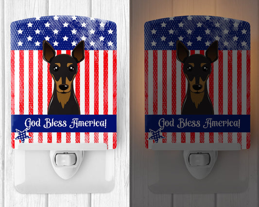 American Flag and Min Pin Ceramic Night Light BB2170CNL