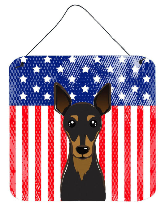 American Flag and Min Pin Wall or Door Hanging Prints BB2170DS66