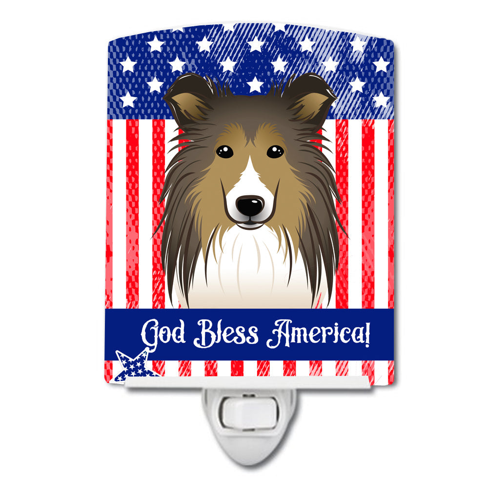 American Flag and Sheltie Ceramic Night Light BB2172CNL