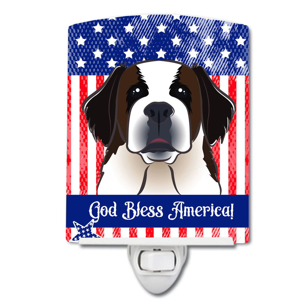 American Flag and Saint Bernard Ceramic Night Light BB2176CNL