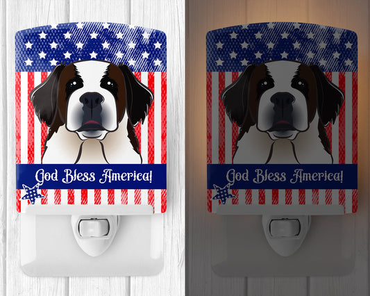American Flag and Saint Bernard Ceramic Night Light BB2176CNL