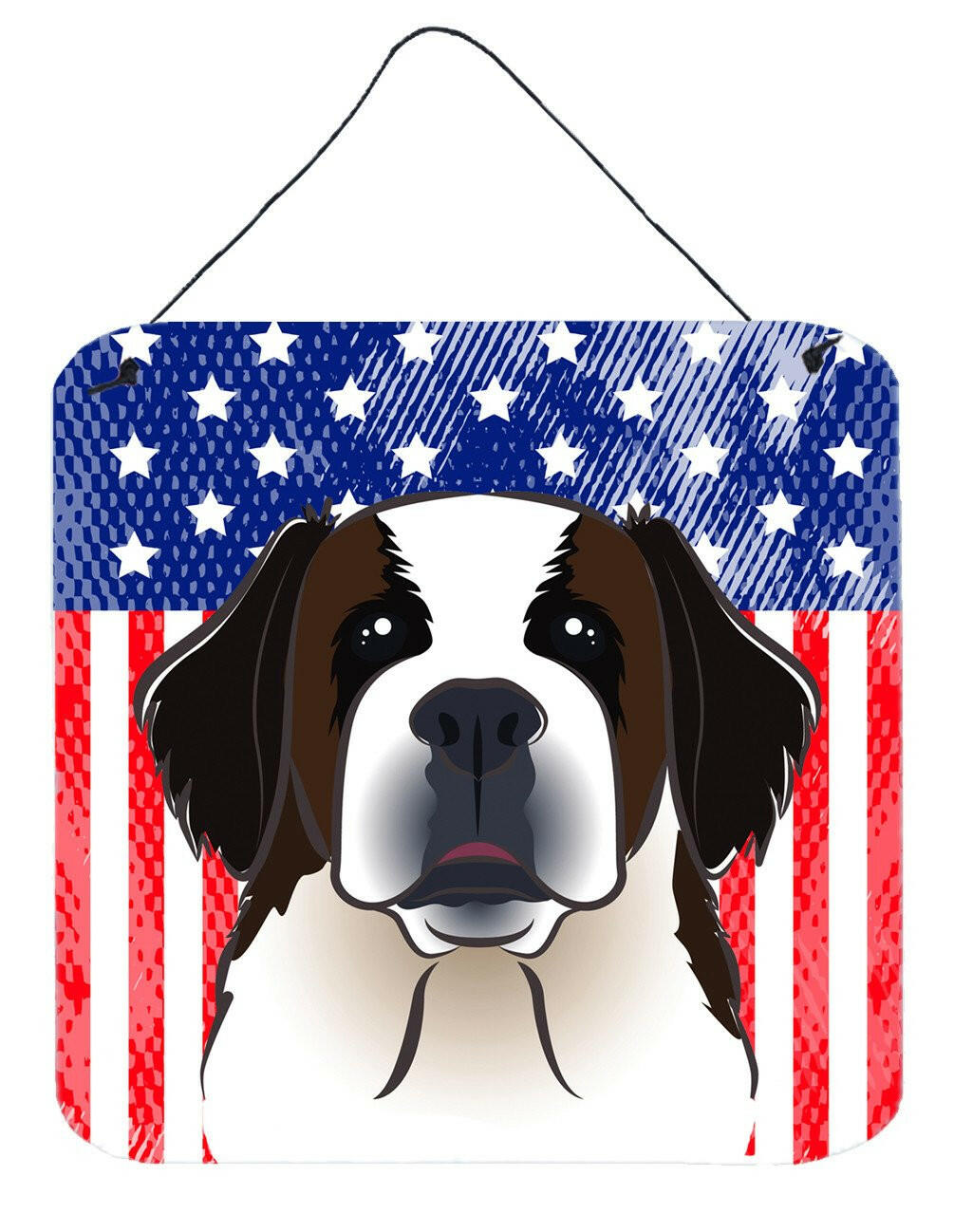 American Flag and Saint Bernard Wall or Door Hanging Prints BB2176DS66
