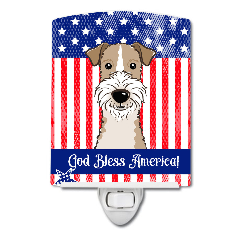 American Flag and Wire Haired Fox Terrier Ceramic Night Light BB2177CNL