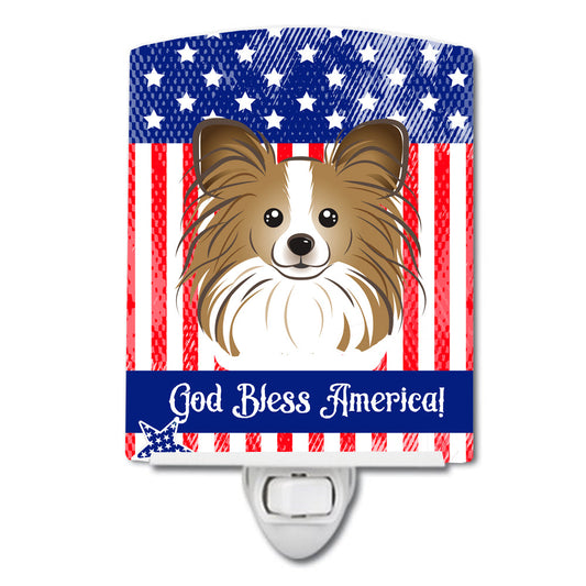 American Flag and Papillon Ceramic Night Light BB2178CNL