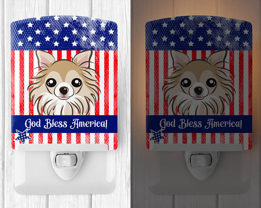 American Flag and Chihuahua Ceramic Night Light BB2181CNL