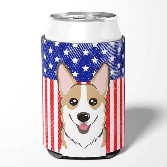 American Flag and Sable Corgi Can or Bottle Hugger BB2183CC