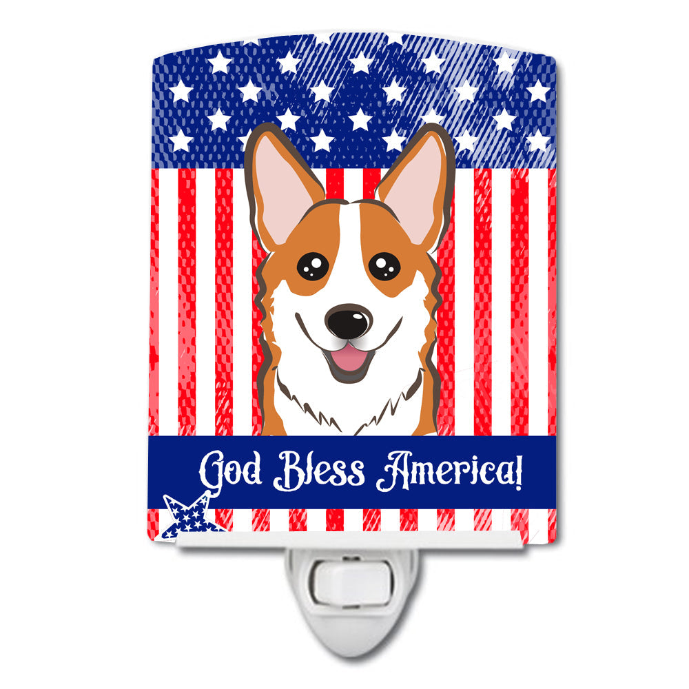 American Flag and Red Corgi Ceramic Night Light BB2184CNL