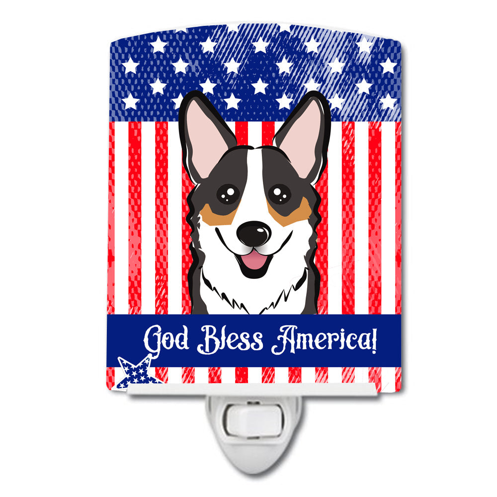 American Flag and Tricolor Corgi Ceramic Night Light BB2185CNL