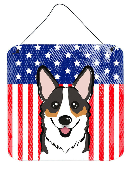 American Flag and Tricolor Corgi Wall or Door Hanging Prints BB2185DS66