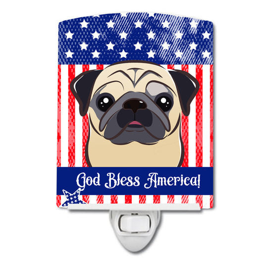 American Flag and Fawn Pug Ceramic Night Light BB2192CNL