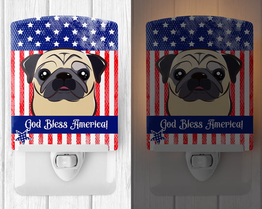 American Flag and Fawn Pug Ceramic Night Light BB2192CNL
