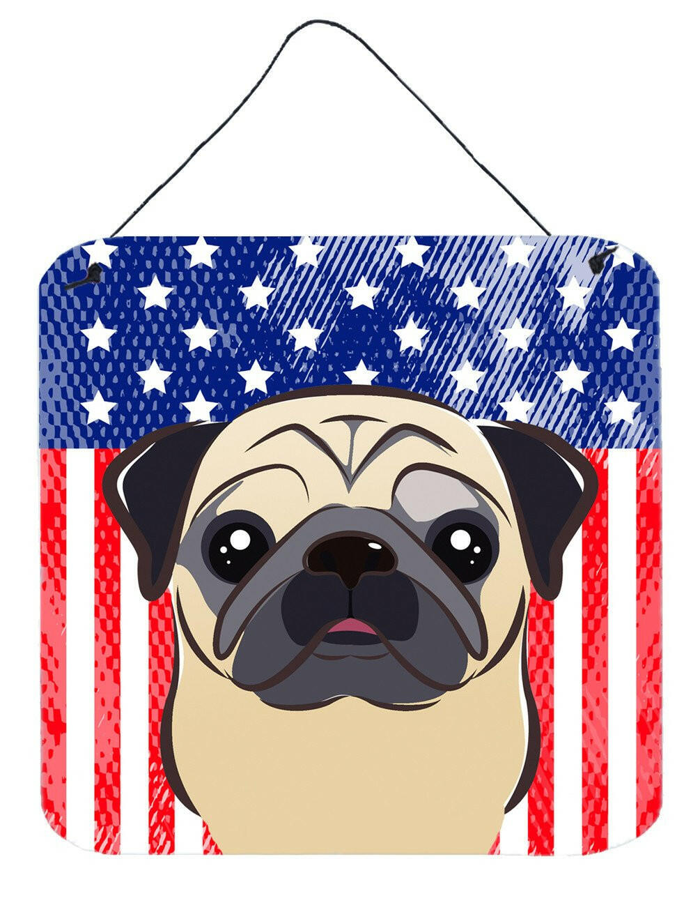 American Flag and Fawn Pug Wall or Door Hanging Prints BB2192DS66