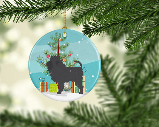 Affenpinscher Merry Christmas Tree Ornament - Round Ceramic Ornament – Artist-Designed Keepsake Decoration BB2966CO1