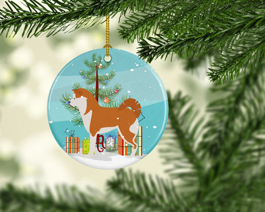 Akita Merry Christmas Tree Ornament - Round Ceramic Ornament – Artist-Designed Keepsake Decoration BB2990CO1