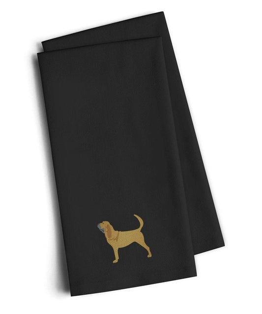Bloodhound Black Embroidered Kitchen Towel Set of 2 BB3384BKTWE