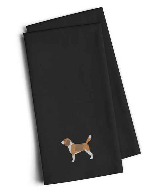 Beagle Black Embroidered Kitchen Towel Set of 2 BB3410BKTWE