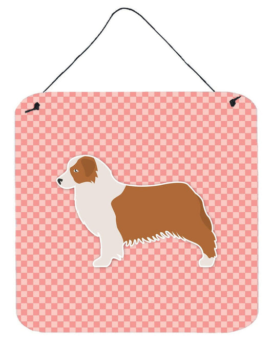 Australian Shepherd Dog Checkerboard Pink Wall or Door Hanging Prints BB3633DS66