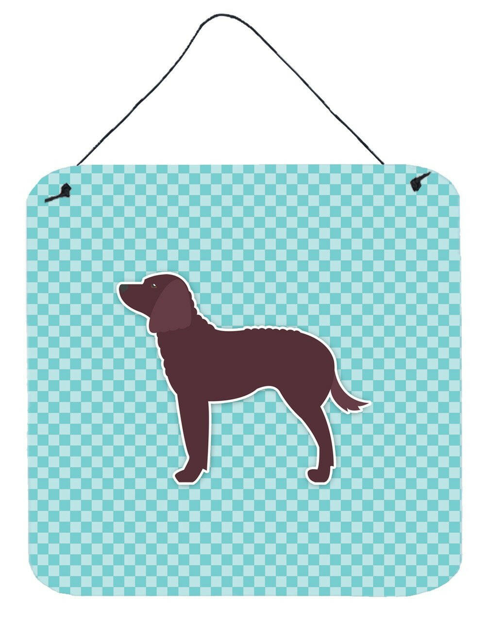 American Water Spaniel  Checkerboard Blue Wall or Door Hanging Prints BB3701DS66