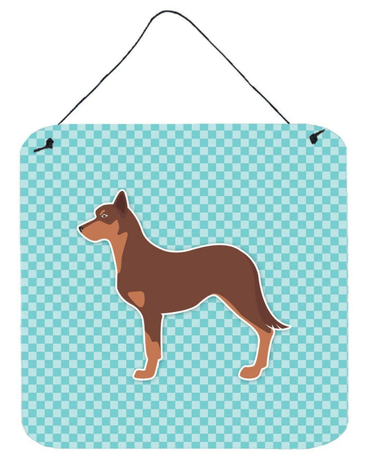 Australian Kelpie Dog Checkerboard Blue Wall or Door Hanging Prints BB3729DS66