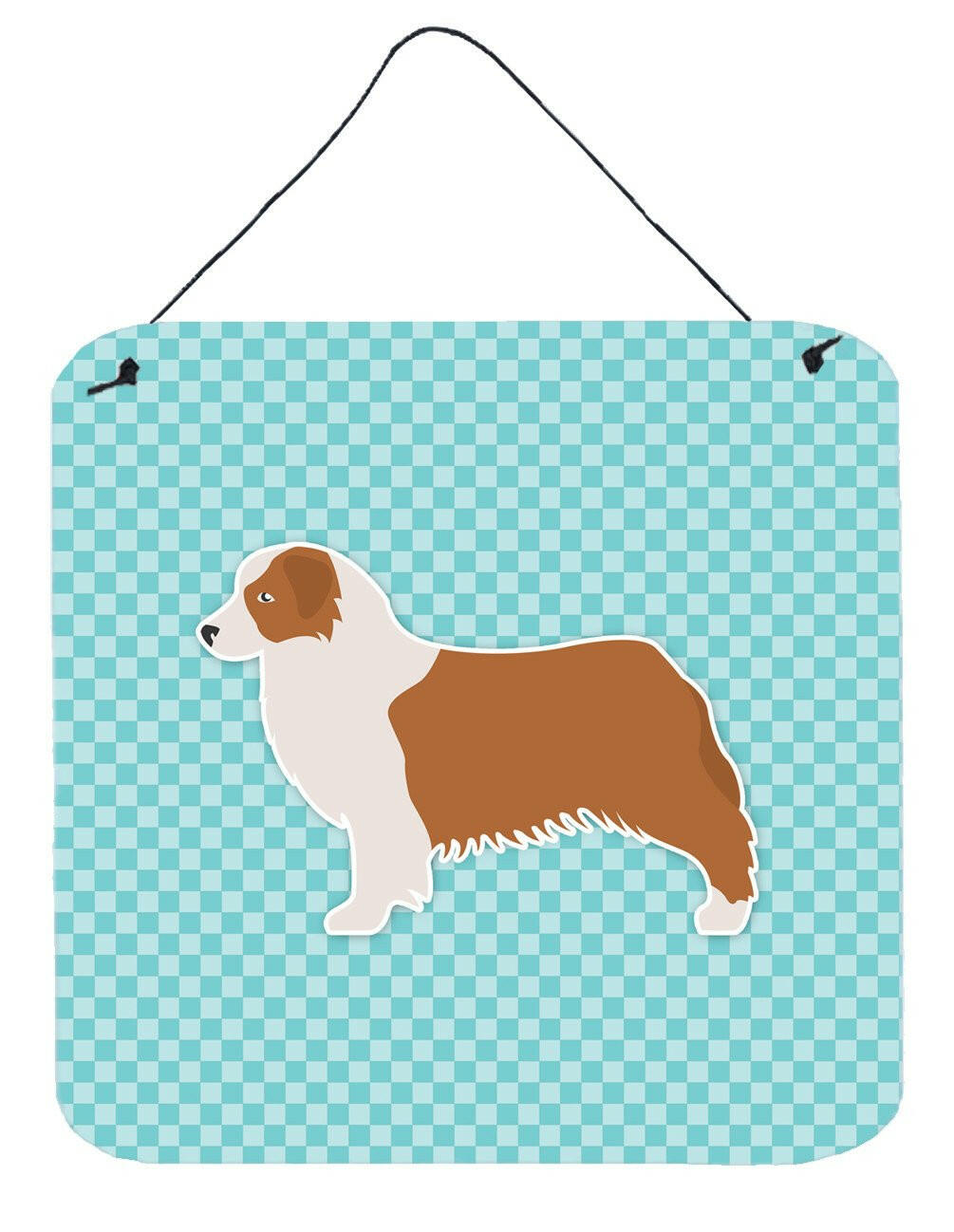 Australian Shepherd Dog Checkerboard Blue Wall or Door Hanging Prints BB3733DS66