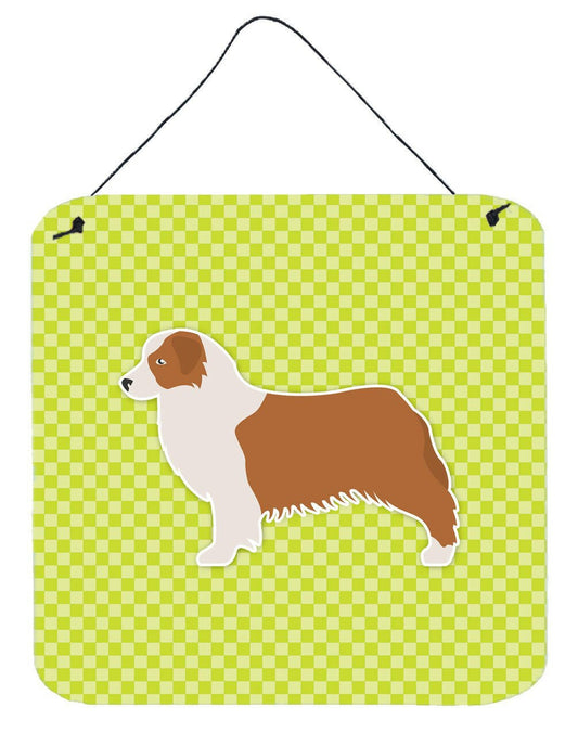 Australian Shepherd Dog Checkerboard Green Wall or Door Hanging Prints BB3833DS66