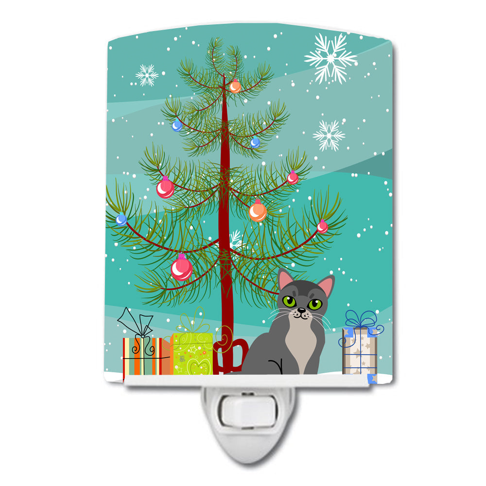 Asian Cat Merry Christmas Tree Ceramic Night Light BB4414CNL