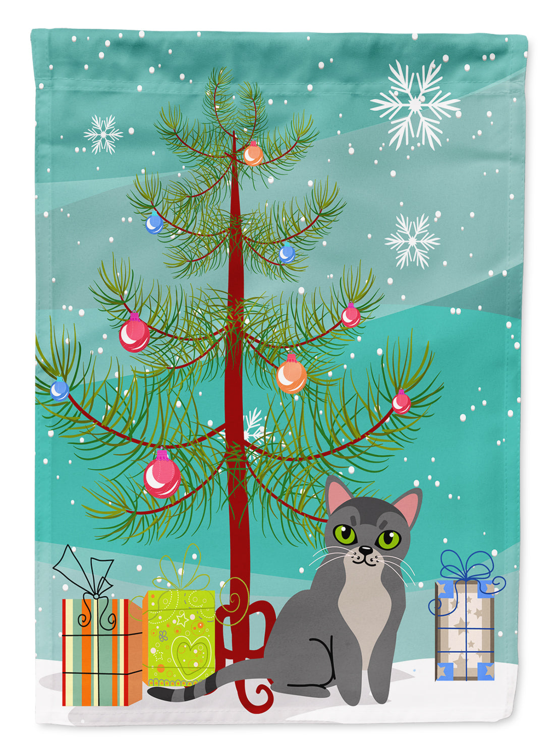 Asian Cat Merry Christmas Tree Garden Flag - Outdoor Decorative Yard Flag BB4414GF