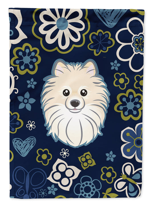 Blue Flowers Pomeranian Flag Garden Size BB5058GF
