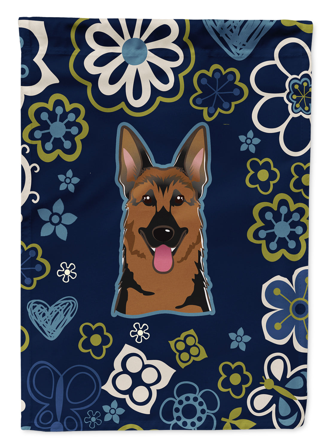 Blue Flowers German Shepherd Garden Flag - Outdoor Decorative Yard Flag BB5062GF
