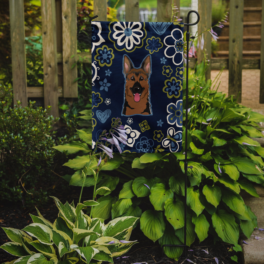 Blue Flowers German Shepherd Garden Flag - Outdoor Decorative Yard Flag BB5062GF
