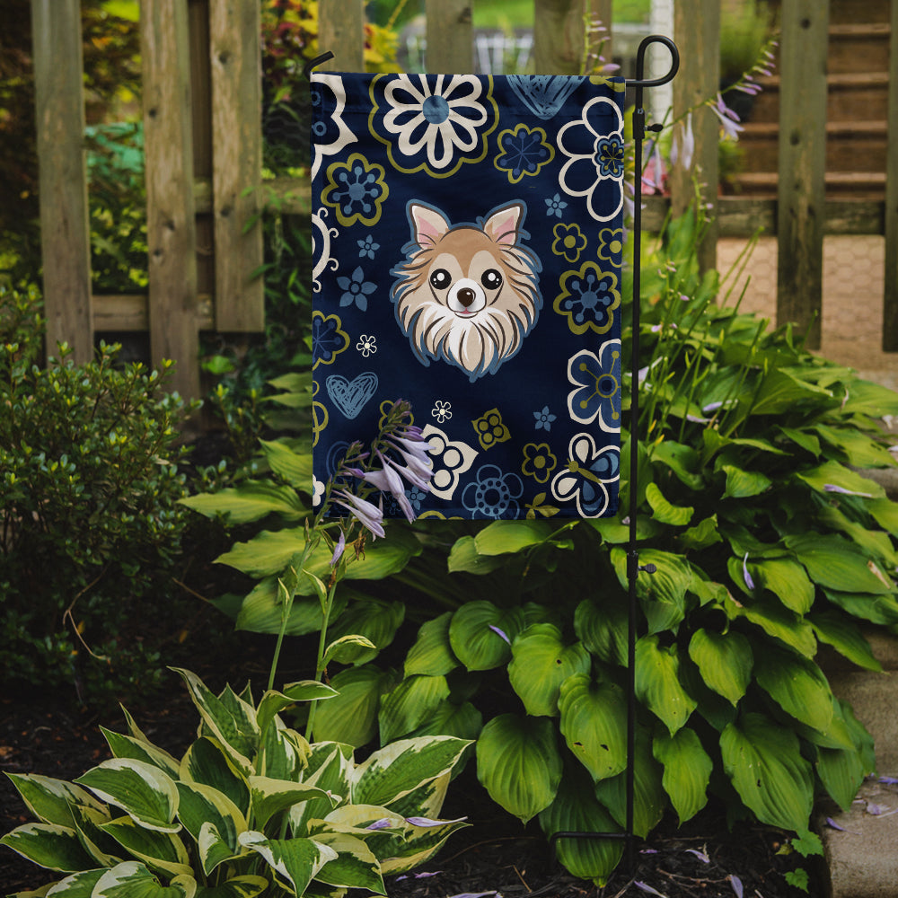 Blue Flowers Chihuahua Garden Flag - Outdoor Decorative Yard Flag BB5102GF