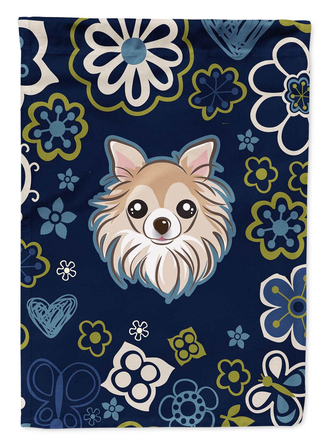 Blue Flowers Chihuahua Garden Flag - Outdoor Decorative Yard Flag BB5102GF