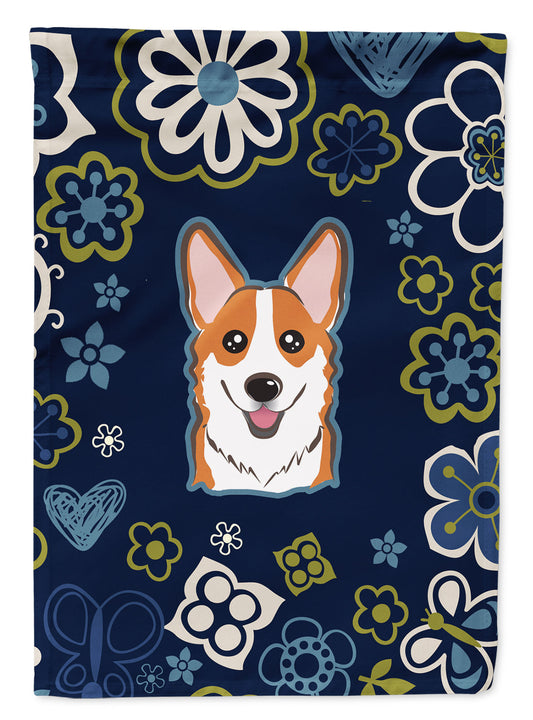 Blue Flowers Red Corgi Flag Garden Size BB5105GF