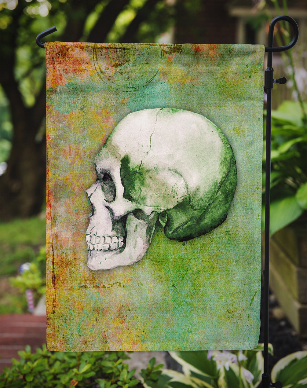 Day of the Dead Green Skull Garden Flag - Outdoor Decorative Yard Flag BB5122GF
