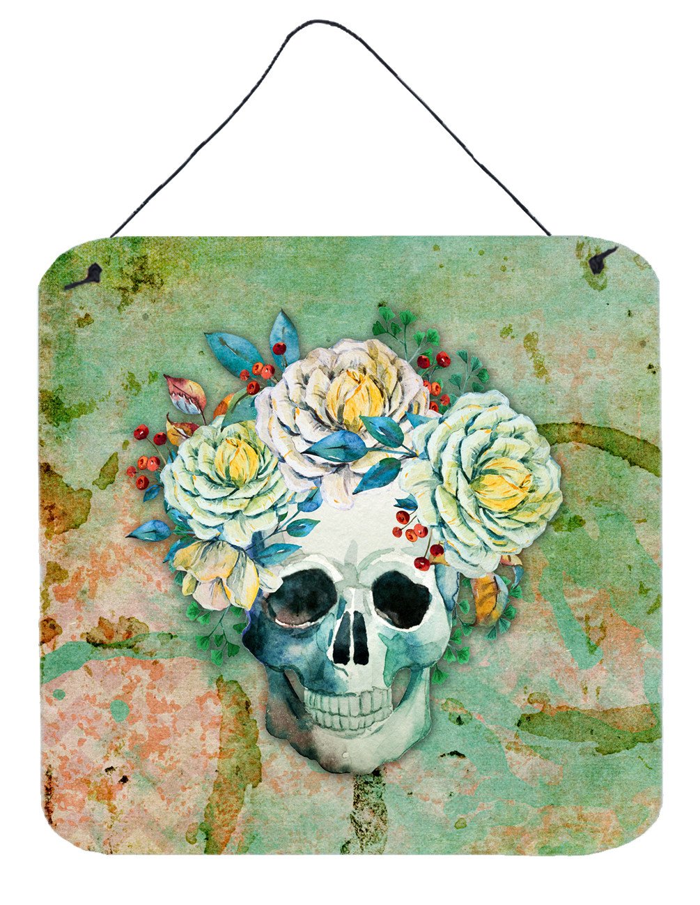 Day of the Dead Skull with Flowers Wall or Door Hanging Prints BB5124DS66