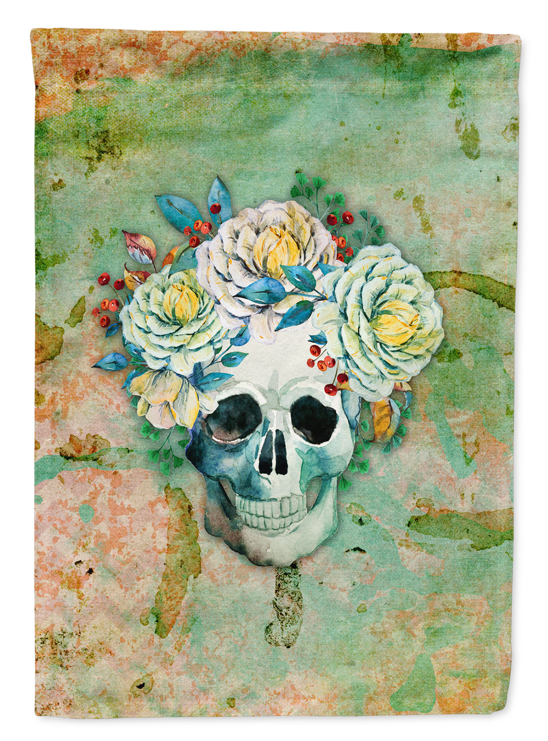 Day of the Dead Skull with Flowers Garden Flag - Outdoor Decorative Yard Flag BB5124GF