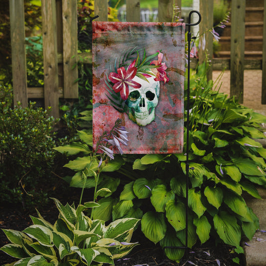 Day of the Dead Skull Flowers Garden Flag - Outdoor Decorative Yard Flag BB5125GF
