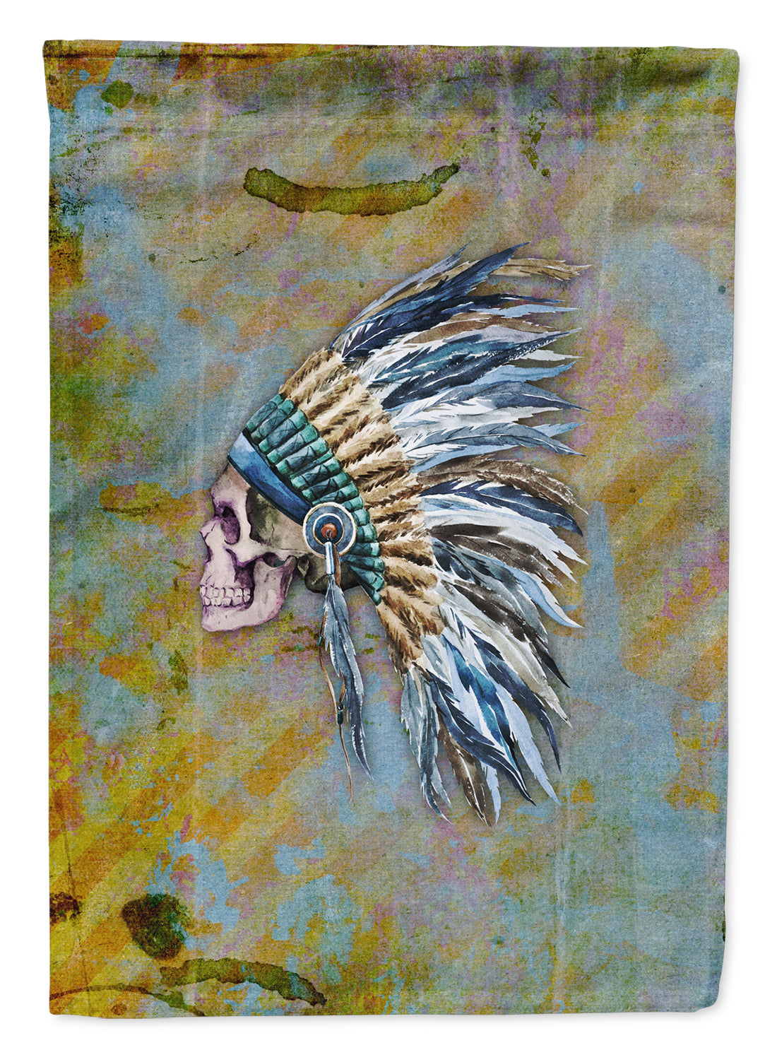 Day of the Dead Indian Chief Skull  Garden Flag - Outdoor Decorative Yard Flag BB5128GF