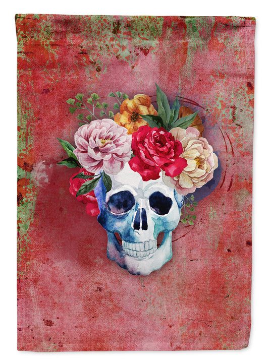 Day of the Dead Red Flowers Skull  Garden Flag - Outdoor Decorative Yard Flag BB5130GF