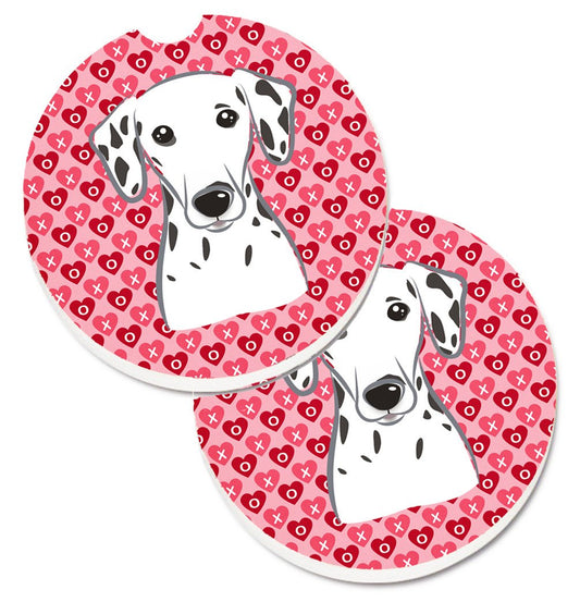Dalmatian Hearts Car Coasters – Set of 2 - Absorbent Stone with Fun & Functional Artwork BB5280CARC