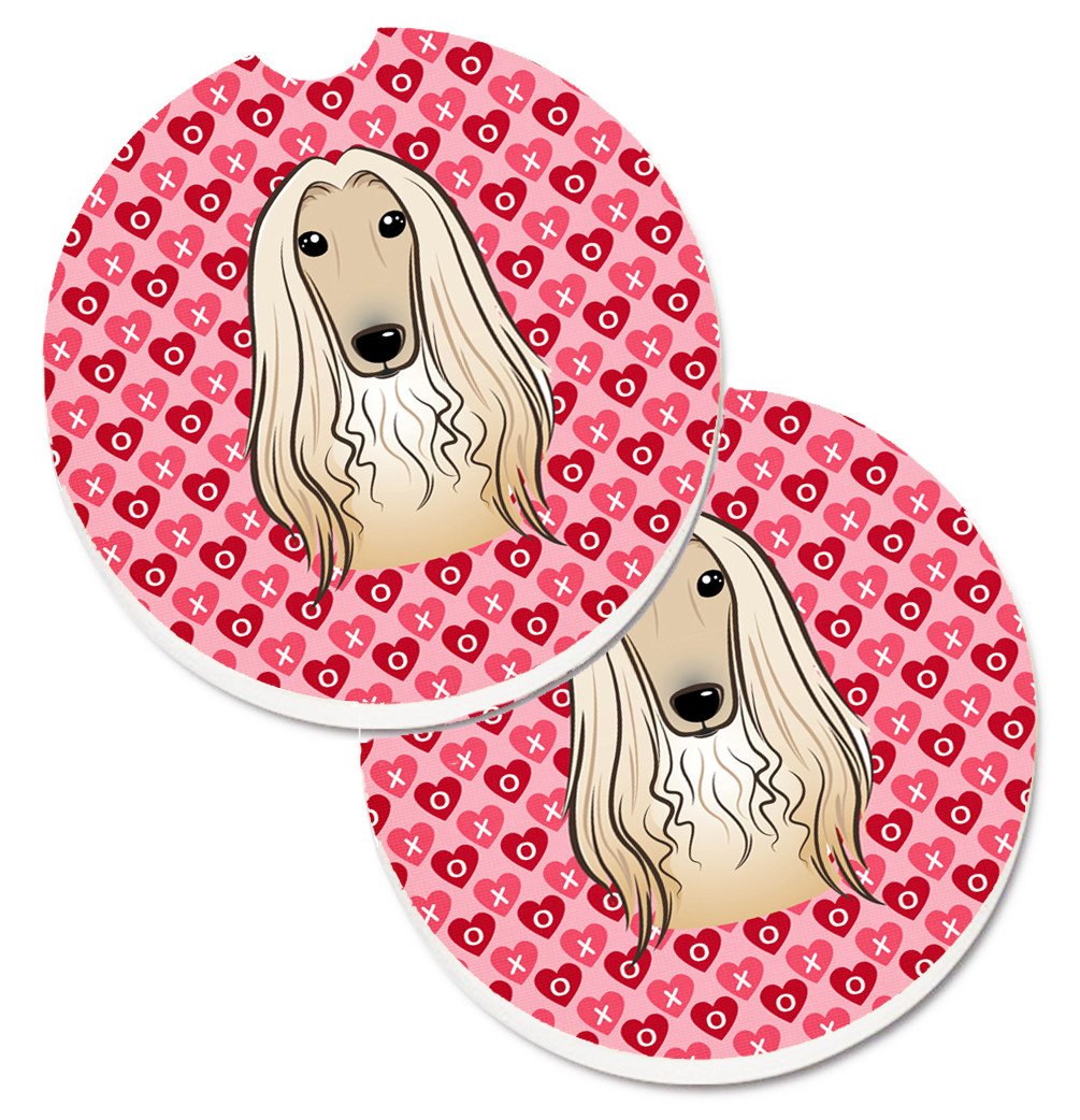Afghan Hound Hearts Car Coasters – Set of 2 - Absorbent Stone with Fun & Functional Artwork BB5314CARC