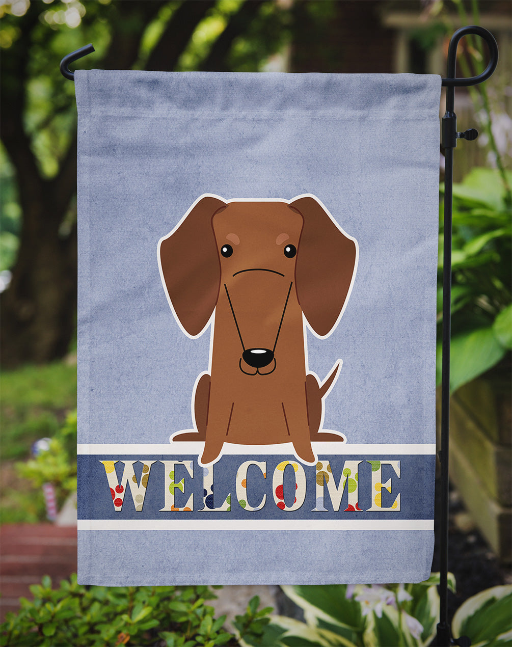 Dachshund Red Brown Welcome Garden Flag - Outdoor Decorative Yard Flag BB5711GF