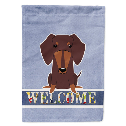 Dachshund Chocolate Welcome Flag Canvas House Size BB5712CHF