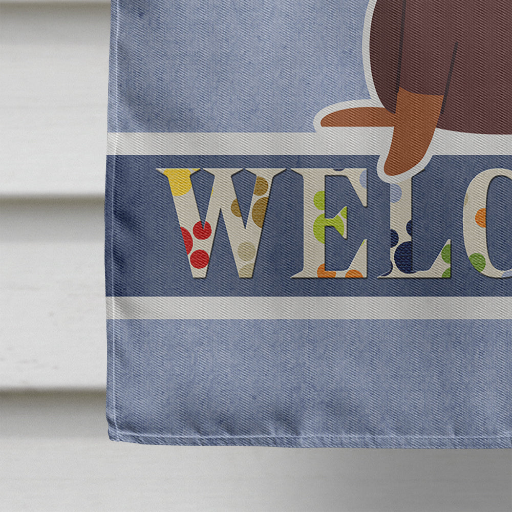 Dachshund Chocolate Welcome Flag Canvas House Size BB5712CHF