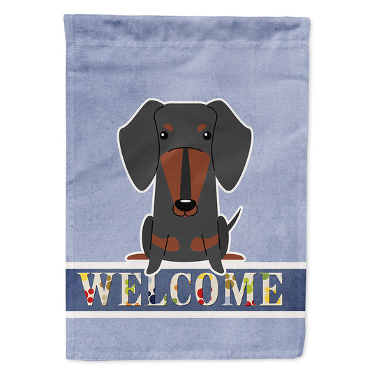 Dachshund Black Tan Welcome Flag Canvas House Size BB5713CHF